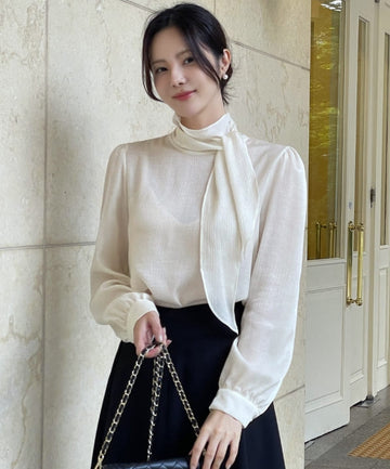 Lumian Pearl Satin Tie Blouse